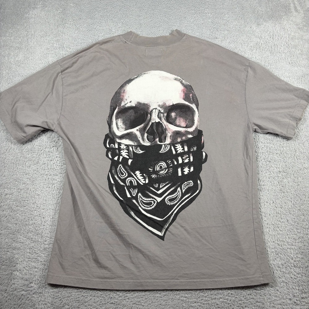 Kush Last Quality Shirt Mens Medium Gray Skull Graphic Edgy Biker